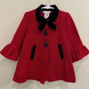 Bonnie Jean Nubby Red Faux Tweed Dress Coat